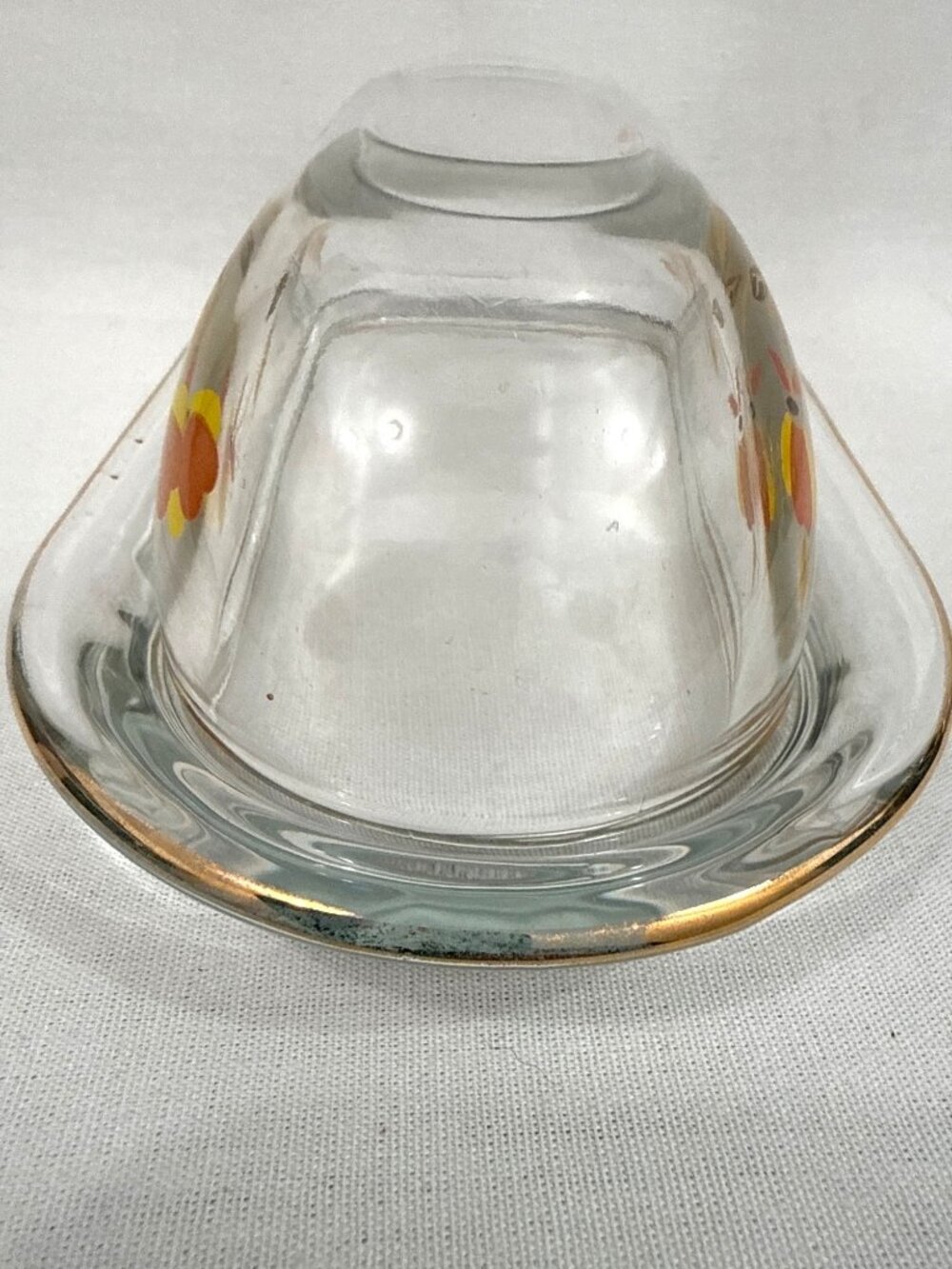 Hall Jewel Tea Autumn Leaf Glass Covered Butter Dish MCM - Picture 9 of 9